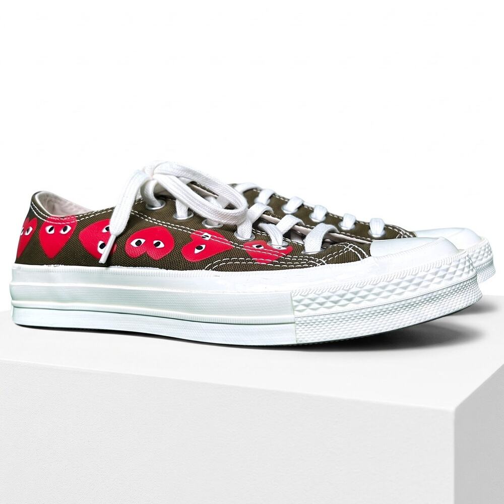 Comme des Garcons PLAY Converse Chuck 70 Low Brown Red Heart Sneakers W7 NWOB